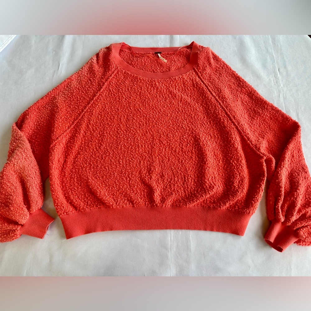 Free People Found My Friend Boucle Coral Textured Pullover Size S/P